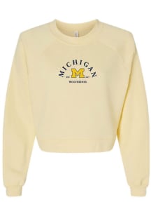 Womens Michigan Wolverines White Summit Sportswear Arch Crew Sweatshirt