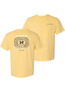 Summit Sportswear Michigan Wolverines Womens Yellow Faded Stadium Short Sleeve T-Shirt