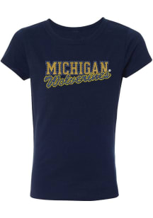 Michigan Wolverines Navy Blue Summit Sportswear Bling Script Short Sleeve T-Shirt