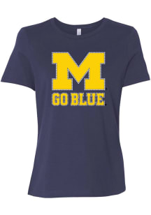 Michigan Wolverines Navy Blue Summit Sportswear Bling Go Blue Short Sleeve T-Shirt