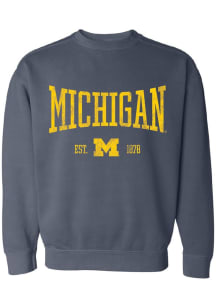 Womens Michigan Wolverines Blue Summit Sportswear Cuve Crew Sweatshirt