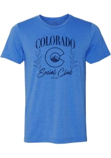 Summit Sportswear Colorado Womens Blue Social Club Short Sleeve T-Shirt