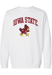 Summit Sportswear Iowa State Cyclones Mens White Vintage Arch Mascot Long Sleeve Crew Sweatshirt