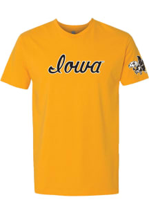 Iowa Hawkeyes Gold Summit Sportswear Vintage Script Sleeve Hit Short Sleeve T Shirt