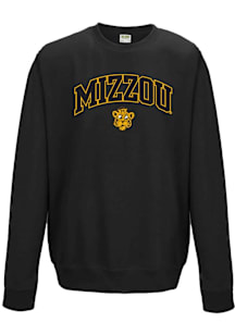 Summit Sportswear Missouri Tigers Mens Black Twill Arch Mascot Long Sleeve Crew Sweatshirt