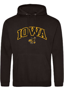 Mens Iowa Hawkeyes Black Summit Sportswear Twill Arch Mascot Hooded Sweatshirt