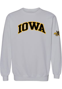 Mens Iowa Hawkeyes Grey Summit Sportswear Twill Arch Sleeve Hit Crew Sweatshirt