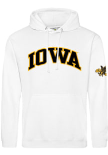 Mens Iowa Hawkeyes White Summit Sportswear Twill Arch Sleeve Hit Hooded Sweatshirt