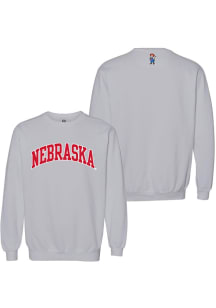 Mens Nebraska Cornhuskers Grey Summit Sportswear Twill Arch Back Hit Crew Sweatshirt