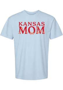 Summit Sportswear Kansas Jayhawks Womens Light Blue Floral Mom Short Sleeve T-Shirt