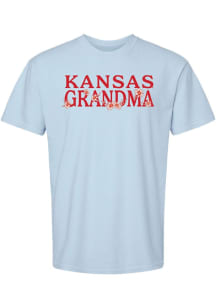 Summit Sportswear Kansas Jayhawks Womens Light Blue Floral Grandma Short Sleeve T-Shirt