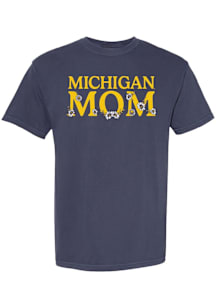 Summit Sportswear Michigan Wolverines Womens Navy Blue Floral Mom Short Sleeve T-Shirt