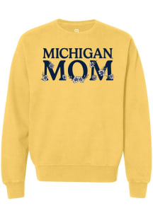 Womens Michigan Wolverines Yellow Summit Sportswear Floral Mom Crew Sweatshirt
