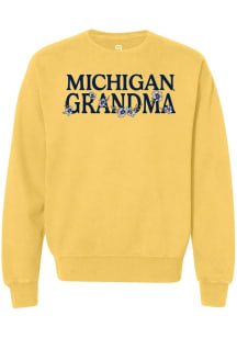 Womens Michigan Wolverines Yellow Summit Sportswear Floral Grandma Crew Sweatshirt