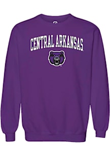 Summit Sportswear Central Arkansas Bears Mens Purple Arch Mascot Long Sleeve Crew Sweatshirt