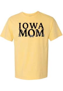 Iowa Hawkeyes Yellow Summit Sportswear Floral Mom Short Sleeve T-Shirt