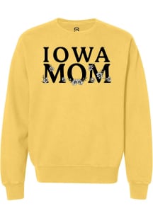 Womens Iowa Hawkeyes Yellow Summit Sportswear Floral Mom Crew Sweatshirt