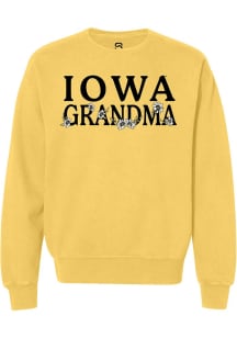 Womens Iowa Hawkeyes Yellow Summit Sportswear Floral Grandma Crew Sweatshirt