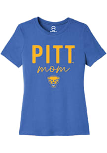 Summit Sportswear Pitt Panthers Womens Blue Script Mom Short Sleeve T-Shirt