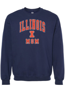 Womens Illinois Fighting Illini Navy Blue Summit Sportswear Mom Crew Sweatshirt