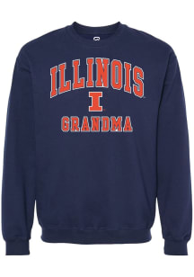 Womens Illinois Fighting Illini Navy Blue Summit Sportswear Grandma Crew Sweatshirt