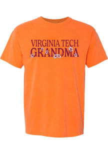 Summit Sportswear Virginia Tech Hokies Womens Orange Floral Grandma Short Sleeve T-Shirt