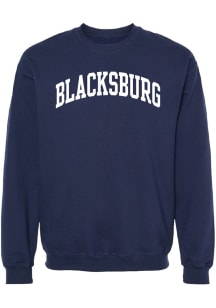 Summit Sportswear Blacksburg Mens Navy Blue WORDMARK Long Sleeve Crew Sweatshirt