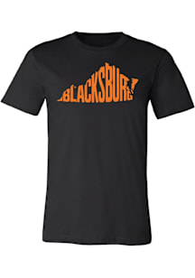 Summit Sportswear Blacksburg Black STATE SHAPE Short Sleeve Fashion T Shirt