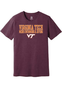 Summit Sportswear Virginia Tech Hokies Maroon Stacked Mens Swimming and Diving Short Sleeve T Shir..