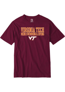 Summit Sportswear Virginia Tech Hokies Maroon Stacked Mens Swimming and Diving Short Sleeve T Shir..