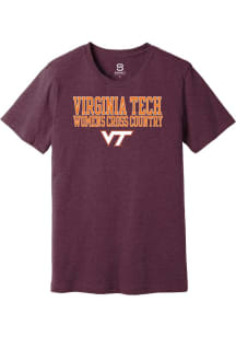Summit Sportswear Virginia Tech Hokies Maroon Stacked Womens Cross Country Short Sleeve T Shirt