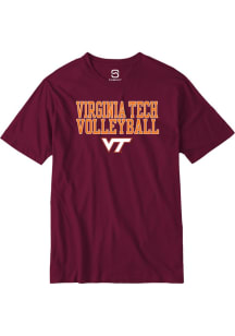 Summit Sportswear Virginia Tech Hokies Maroon Stacked Womens Volleyball Short Sleeve T Shirt
