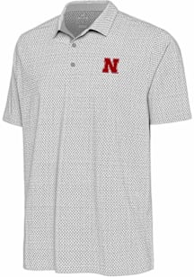 Antigua Nebraska Cornhuskers Mens White Intersect Short Sleeve Polo