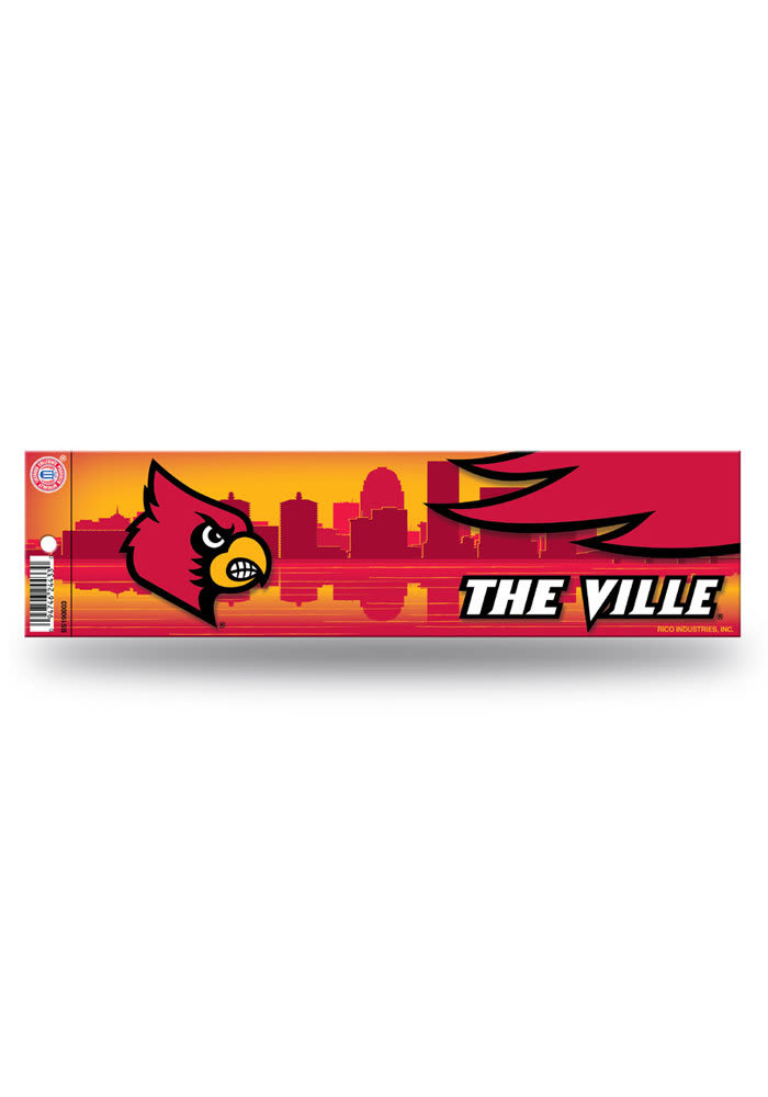 Louisville Cardinals 3x11 Bumper Sticker - Red