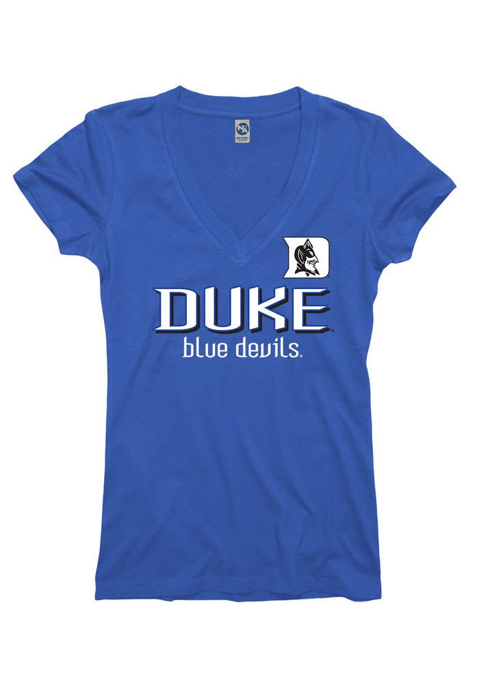 Duke Blue Devils Juniors Blue Straightaway V-Neck T-Shirt