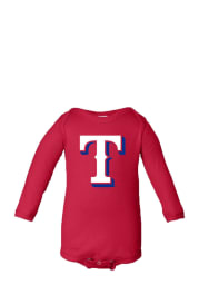 Texas Rangers Baby Red Infant Long Sleeve One Piece Long Sleeve One Piece
