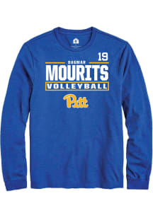Dagmar Mourits Mens Blue Pitt Panthers NIL Stacked Box Long Sleeve Player T Shirt