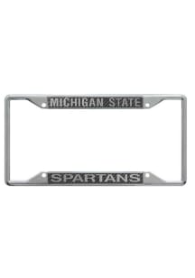 Michigan State Spartans Silver  Carbon Fiber License Frame