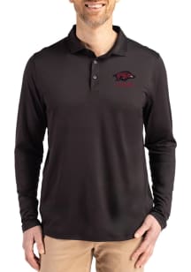 Cutter and Buck Arkansas Razorbacks Mens Black Alumni Coastline Long Sleeve Polo Shirt