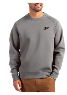 Mens Purdue Boilermakers Graphite Cutter and Buck Roam Crew Sweatshirt