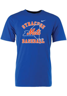 Syracuse Mets Blue Workmark Over State Short Sleeve T Shirt