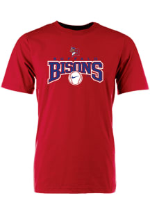 Buffalo Bisons Red Wordmark Over Baseball Short Sleeve T Shirt