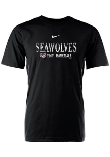 Erie SeaWolves Black Distressed Wordmark Short Sleeve T Shirt