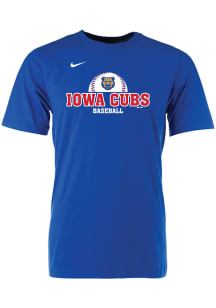Iowa Cubs Blue Half Baseball Block Name Short Sleeve T Shirt