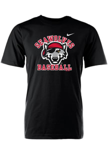 Erie SeaWolves Black Wordmark Arch Over Mascot Short Sleeve T Shirt