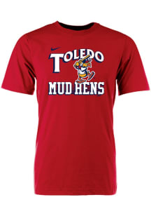 Toledo Mud Hens Red Arched Name Mascot Short Sleeve T Shirt
