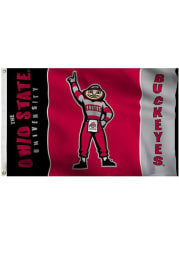 Ohio State Buckeyes 3x5 Mascot Grommet Red Silk Screen Grommet Flag
