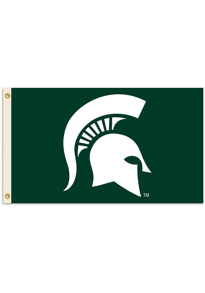 Michigan State Spartans 3x5 Basic Logo Green Silk Screen Grommet Flag