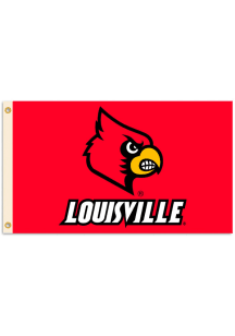 Louisville Cardinals 3x5 Basic Logo Red Silk Screen Grommet Flag