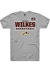 Ariana Wilkes Western Michigan Broncos Grey NIL Stacked Box Short Sleeve Player T Shirt